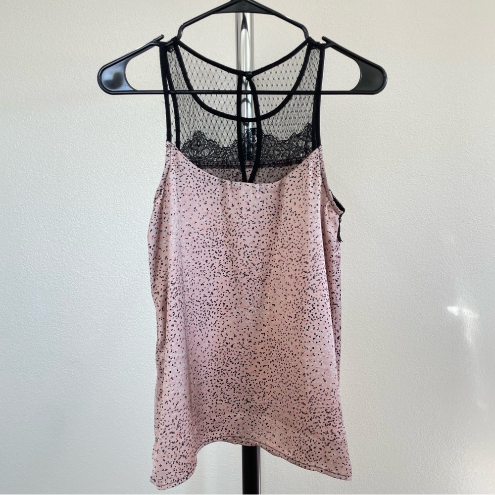 Maurice’s Silky Coquette Roma tix Sleeveless Blouse Lace Detail XS